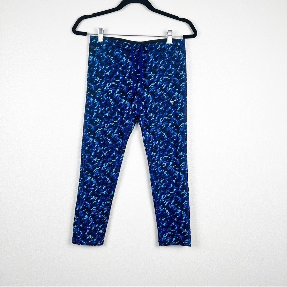 Nike Dri-FIT Blue Geometric Print Cropped Athletic Leggings Womens Small